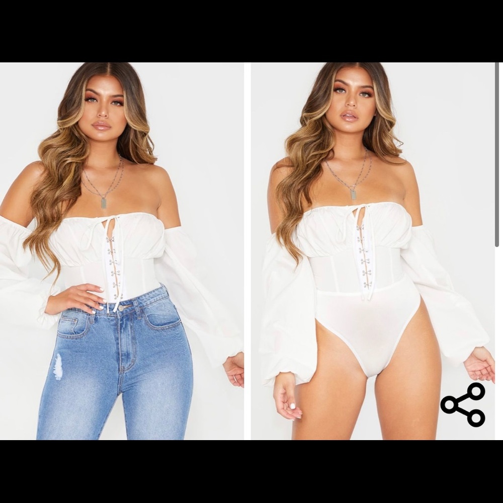 Pretty little thing NWT white Bardot bodysuit